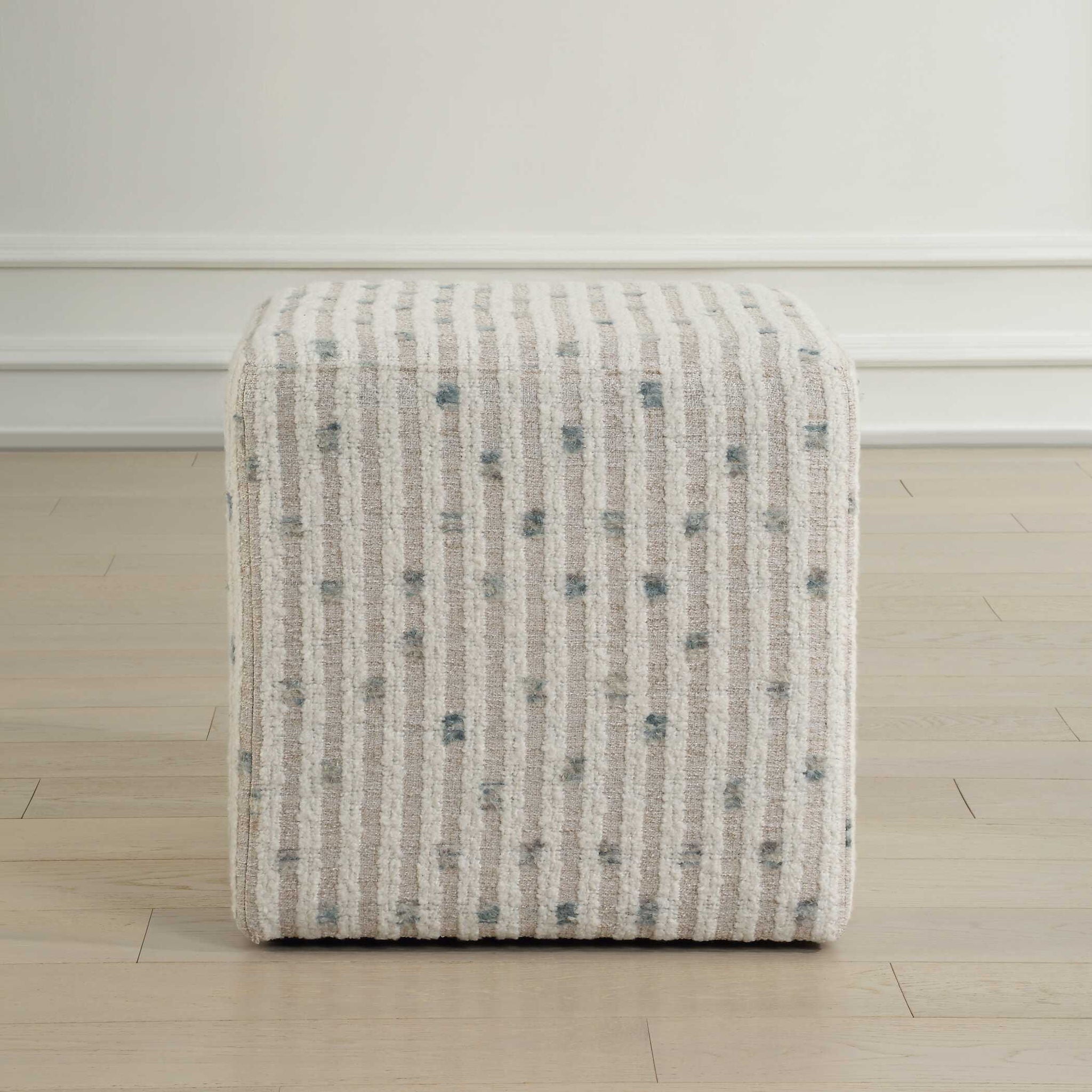 Joie - White Chenille Ottoman - White