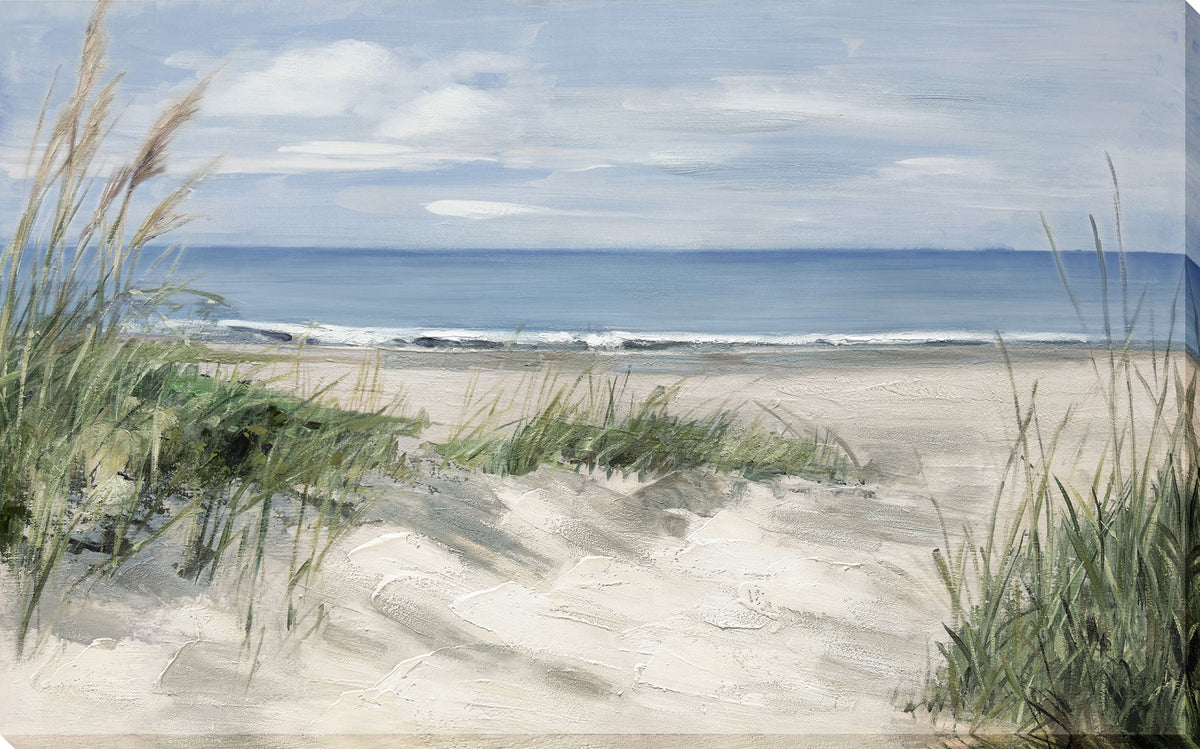 Dune Grass Outlook - 84 X 52 - Hand-Embellished Wrapped Canvas - Blue