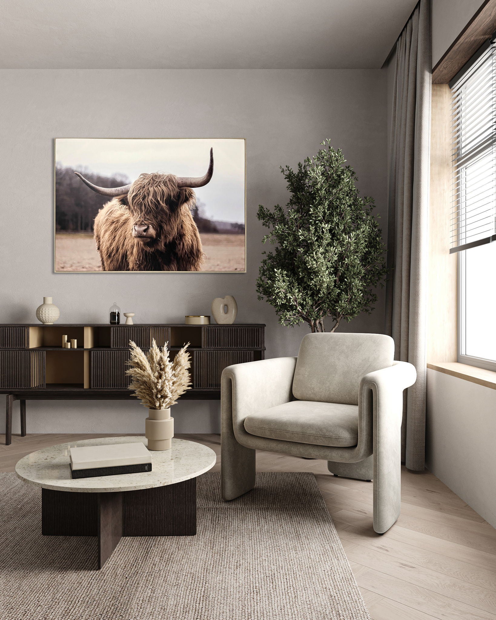 "Majestic Highland" Canvas In Frame - Brown