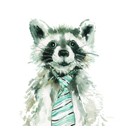 Gallery Wrapped Giclee On Canvas Funny Pet In Tie - Gray