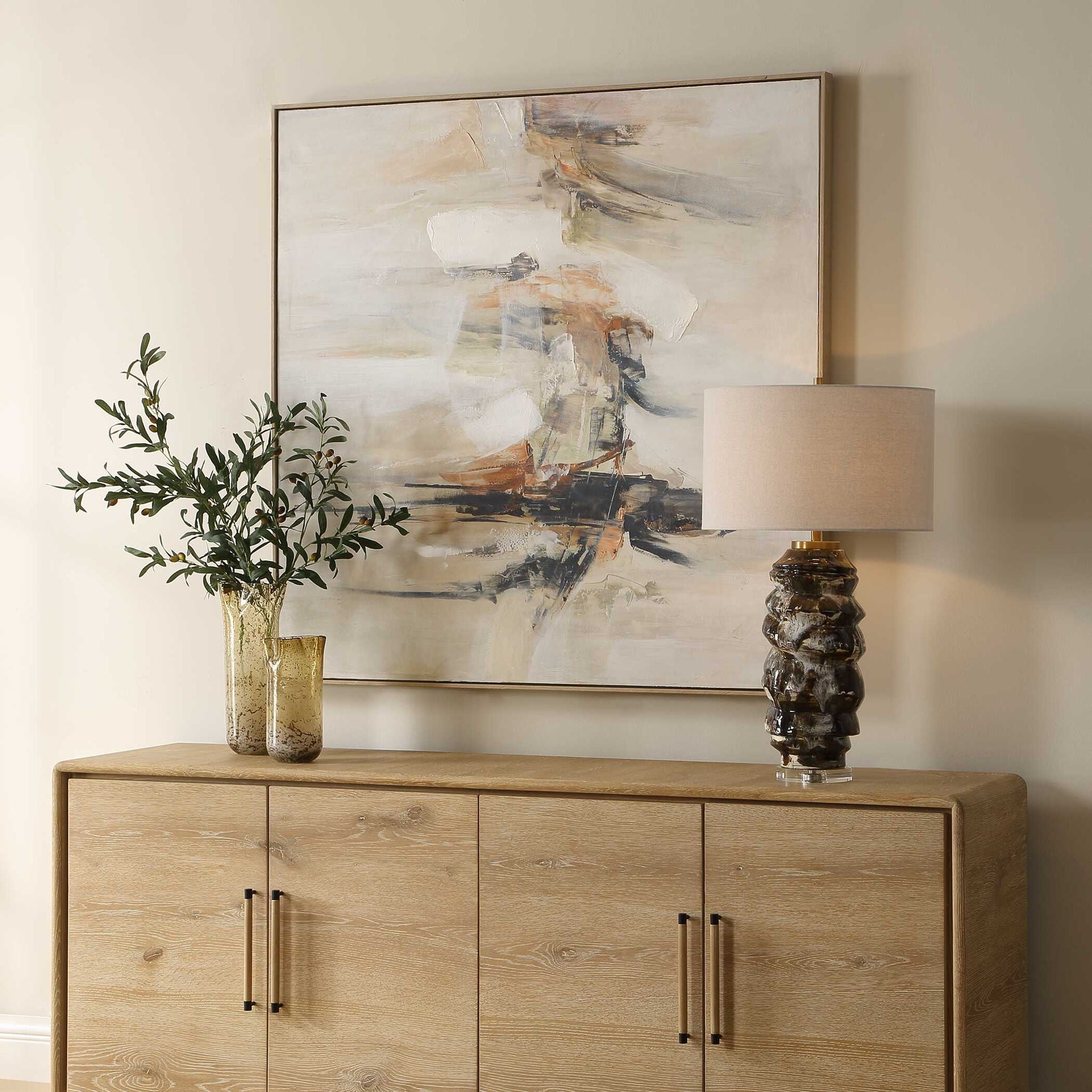 Outburst - Hand Painted Modern Art - Black / Blue / Brown / Gray / Green / Orange / Red / White / Woodtone