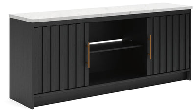 Cadmori - XL TV Stand With Fireplace Option - Black / White