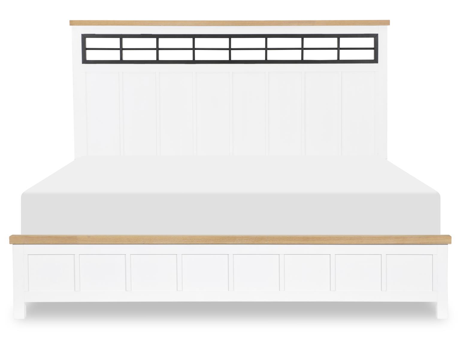 Horizons - Complete Panel Bed - Pure White / Natural Oak