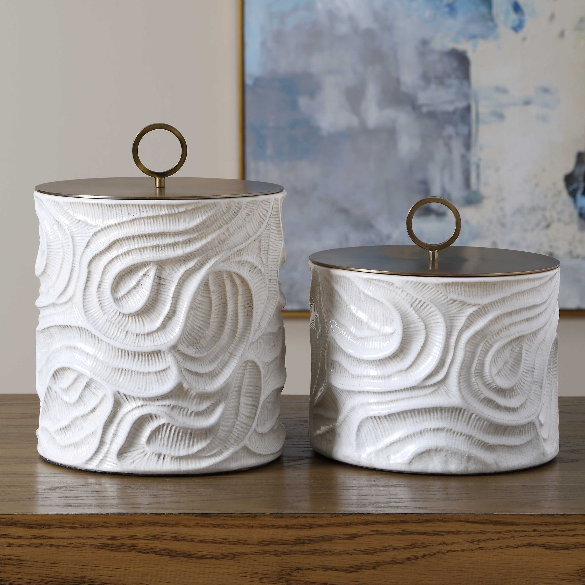 Ivory Tide - Indoor-Outdoor Canisters (Set of 2) - White